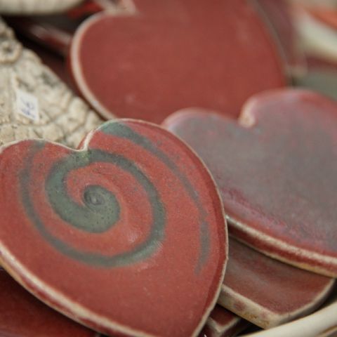 ceramic red hearts